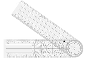 Catelves Winkelmesser, Goniometer Physiotherapie, PVC Medizinischer Winkelmesser 360° Winkel Transparenter Gelenkmesser 38cm Spinal Lineal Winkellineal für Physiotherapie, Sporttherapie