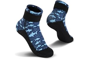 Yikayin Calcetines de neopreno para niños, calcetines de agua de 3 mm, calcetines de baño para niñas y niños, antideslizantes, mantienen el calor, calcetines de buceo, calcetines de playa para playa