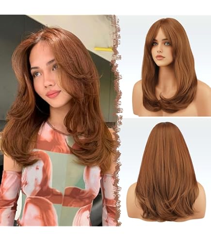 Parrucche Di Capelli Ricci Naturali A Strati Corti Biondi Misti Marroni Con Frangia Parrucche Piene Di Tessuto Sintetico Resistente Al Calore Per Le D P9744357 - Foto 4