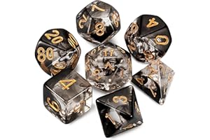 Dzxin DND Dadi,7PCS D&D Dadi Poliedrici per Dungeons and Dragons RPG MTG Giochi di ruolo da tavolo (Nero)