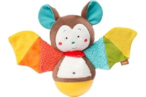 Fehn Chauve-souris 067668 Chauve-souris à bascule Jouet amusant à saisir, toucher et faire basculer de-ci de-là Pour bébés et jeunes enfants à partir de 0 mois Dimension : 20 cm