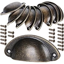 Xinlie 12-tlg. Muschelgriff Set - Antike Schubladengriffe 82mm Schwarz