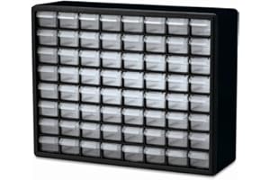 Akro-Mils 10164 Schubladen Kunststoffteile Aufbewahrung Hardware und Bastelschrank, schwarz, 64-Drawer 20" x 15.75"