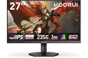 KOORUI 27" Gaming Monitor 235Hz Fast IPS QHD PC Skärm 1 ms HDR400 HDMI/DP