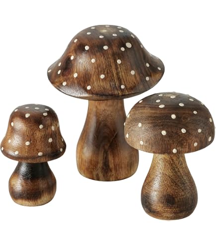 Lot de 12 champignons en bois de 2,2 cm - Champignons - Porte-bonheur - Décoration d'automne