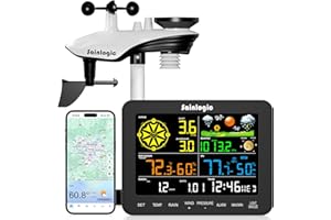 Sainlogic Station Météo Connectée SA6 Plus, Prévisions Météorologiques 24/7 par IA par Weatherseed®,Alertes par Application,Stations Météo et Baromètres,Stockage de Données de 2 Ans(Uniquement 2.4GHz)