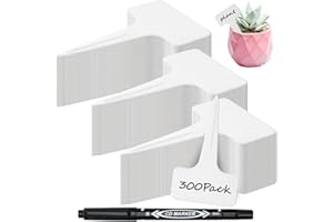 GUCASS 300 targhette per piante in plastica, colore bianco, per scrivere, resistente alle intemperie, accessori da giardino, etichette per piante, per verdure, erbe, fiori
