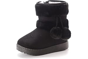 Yeeteepot Bottes de Neige Hiver Fille Enfant Chaud Doublé Antidérapant Fourrure Chaussures Premier Pas d'hiver pour bébé Fille Semelle Souple Bottines
