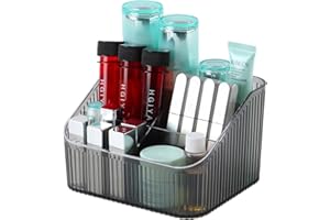 OSteed Black Makeup Organiser Box for Vanity, Makeup Brush Holder with 5 Cups, Skincare Beauty Cosmetic Storage Box, Dressing Table Organiser Storage, Toiletry Organiser