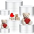 Jerify 6 Pcs Acrylic Stands for Display, 5.91 in 5.12 in 3.54 in, Nesting Riser Stands Clear Stands Pedestal Display Shelf with Hollow Bottom for Cake Tabletop Figures Jewelry Food (Round)
