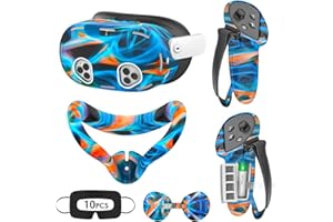 VR-Silikonhülle, kompatibel mit Meta/Oculus Quest 3S, VR-Zubehör-Set, inklusive Controller-Griff-Lederabdeckung, VR-Schalenabdeckung, Gesichtsabdeckung, Objektivabdeckung und 10 (Aurora Green)