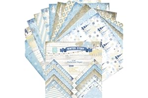 Oriental riverkit 24 Stück 6 Zoll Dekorpapier Scrapbooking Papier, Einseitig, 12 Muster, EIS- Und Schneemuster, für Karten Hintergrund Gemustertes Papier (C-6 Zoll-Wintergeschichte)
