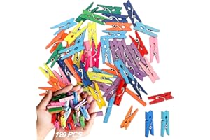 QTTVBTNA 120 Stück Mini Wäscheklammern Bunt 2.5cm Mini Holzklammern Klein, Mini Wäscheklammern Holz Klein Holzklammer Deko Klammern für Fotowand Notizen und DIY-Projekten