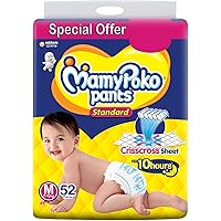 MamyPoko Pants Standard Baby Diapers, Medium (M), 52 Count, 7-12kg