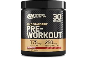 Optimum Nutrition Gold Standard Pre-Entreno en Polvo, Bebida Energética Sabor Ponche de Frutas, 330g, 30 Servicios