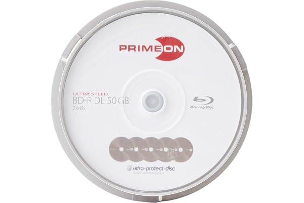 PRIMEON BD-R DL Cakebox (10 disques) 50GB/2-8x, Surface Ultra-Protégée
