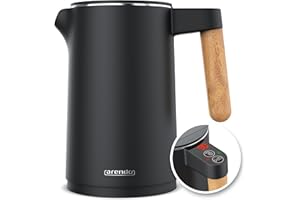 ‎ARENDO Arendo - Wasserkocher Edelstahl mit Temperatureinstellung - 45°C-100°C - 1.5 Liter - Doppelwand - BPA frei - Warmhaltefunktion - Teekocher mit Temperaturanzeige - Griff Cool Touch - Schwarz
