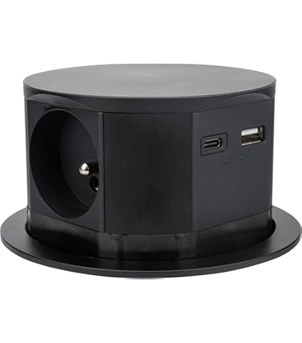 Bloc Multiprise Encastrable Escamotable - 3 Prises - En Aluminium Moulé