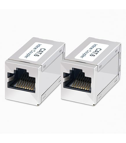DIGITUS AT-AG 8/8 C6S - RJ45 Koppeling Cat 6-2 stuks - Lan Kabel Verlenging - Cat6 Netwerkkabel Connector - PoE Compatibel - Modulaire Koppeling - Voor Switch, DSL, Modem, Router, PC - Zilver