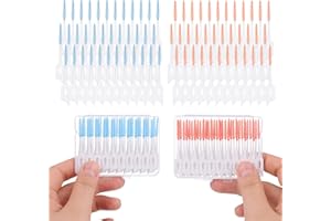 umorismo 2 Boxes Dental Floss Sticks Elastic Interdental Brushes Plastic Toothpicks Dual-use Dental Picks Tooth Floss Picks Tooth Cleaner with Storage Box (40 Oranges + 40 Blues)
