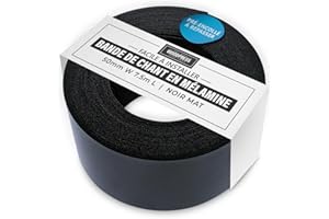 WoodPress® 50 mm Mélamine Noir Mat Bande de Chant en Placage Préencollé – Rouleau de 7,5 m – Application à Repasser facile à faire soi-même, couvre le bord d'un panneau MDF standard