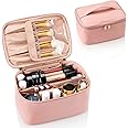 Travel Makeup Bag, Portable Cosmetic Bag with Makeup Brush Organiser Large Capacity Make up Case Water-Resistant Toiletry Bag for Women Travel Essentials, Pink