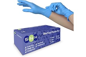 Vinyl Disposable Gloves, Large, 100 Pieces, Blue - Latex Free, Powder-Free, Food Safe Disposable Gloves for Cleaning, Cooking, and Medical Use