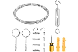 ABIMARS 2mm Wire Rope Kit, 6M Stainless Steel PVC Coated Metal Cable Wire Rope with Turnbuckle Wire Tensioner for Garden Climbing Plants, Fence, Picture, Clothes Line, Light Hanging