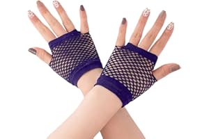 HD Novelty Fingerless Fishnet Gloves Diva Women Black 80s Retro Vintage Nylon Stretchy Mesh Gloves for Kids Girls Dance Disco Costume Parties Supplies Accessories