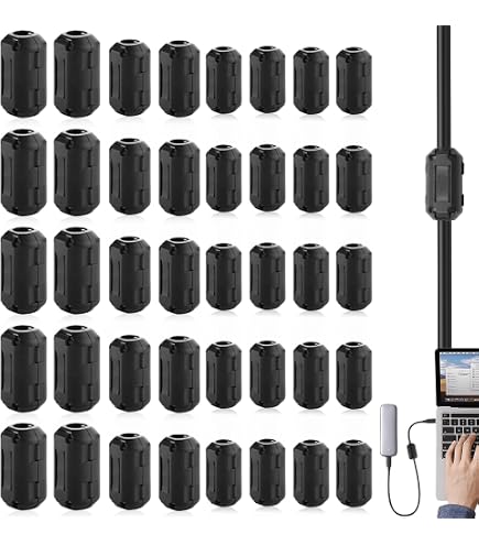 5 Filtri Antirumore A Clip Con Nucleo In Ferrite - Dimensioni 3.5/5/7/9/13 Mm, Per Cavi USB, Audio, Video, Alimentazione