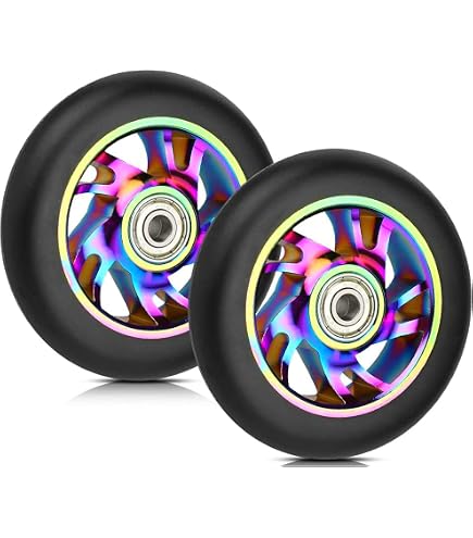 Roues De Trottinette Freestyle 110mm - Lot De 2, Dureté 88A, Roulements ABEC-9, Noyau Aluminium, Multicolores