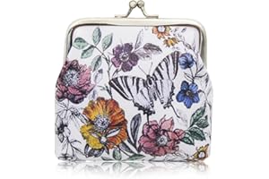 AfitLulu Kiss Lock Purse for Women, PU Leather Animal Print Small Coin Purse, Waterproof Portable Change Pouch Cute Change Purse Wallets Mini Purse for Cash, Coin, Key (Butterfly)