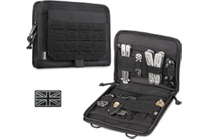 WYNEX Tactical Folding Admin Pouch, Molle Tool Bag of Laser-Cut Design, Utility Organizer EDC Medical Bag Modular Pouches Tactical Attachment Waist Pouch Include UK Patch