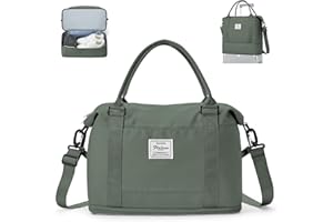 WEPLAN Bolsa de Viaje 40x20x25 Ryanair Maletas de Viaje Bolso de Viaje para Mujer Avion Bolsa de Mano Equipaje Bolsas de Deporte Bolsa de Gimnasio con Compartimento de Zapatos Duffle Bag,Verde Militar
