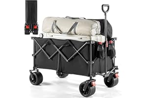 BedStory Beach Trolley Collapsible Festival Trolley All Terrain Big Wheels With Brakes for Outdoor Camping Picnic Garden Trolley on Wheels Folding Wagon Cart with 176LBS Large Capacity