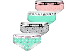 FREEGUN Lot de 4 Boxers Fille en Coton