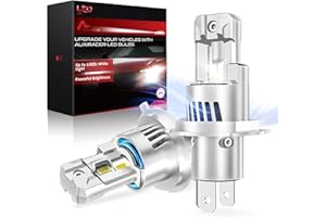 AUXIRACER H4 LED Lampadine, 32000LM 6500K Bianco Freddo 120W, Dimensione Mini 1:1 Lampadine H4 LED per Fari con Ventola di Raffreddamento per Auto o Moto, 2pezzi