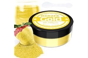 HXDZFX Gold Edible Glitter - 100% Edible Glitter for Drinks, Cake Decorations, Chocolates, Muffins, Cocktail, Candy, Cream, etc Gold Food Colouring Powder(8g)
