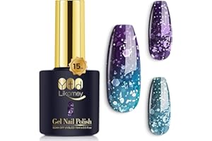 ‎YTD LIKOMEY YTD Likomey UV Nagellack Farbwechsel Thermo Farbgel,15ml Violetter Dunkelblauer Glitzer Gel Chamäleon Shellac Nagelgel UV/LED Color Change Gellack