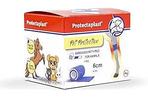 Protectaplast Benda autoadesiva Blu per Animali Domestici (6cm x 2m) - Bendaggio coesivo Senza Lattice e Colla per Cani, Gatti, Cavalli - Benda per ferite e articolazioni di Cani e Gatti