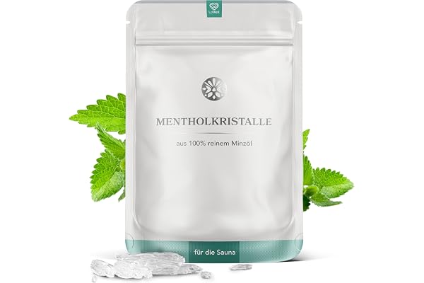 LoWell® 100g Cristaux de menthol 100% menthe pure - Idéal comme infusion pour le sauna - Sachets refermables - Menthol