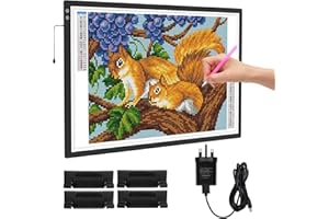 TOHETO Rechargeable A1 Light Pad, Large LED Light Board for Diamond Painting, 3-Color Modes Light Box for Tracing, 5 Levels/Stepless Dimming Light Table, Lightbox for Tracing and Drawing, Sketching