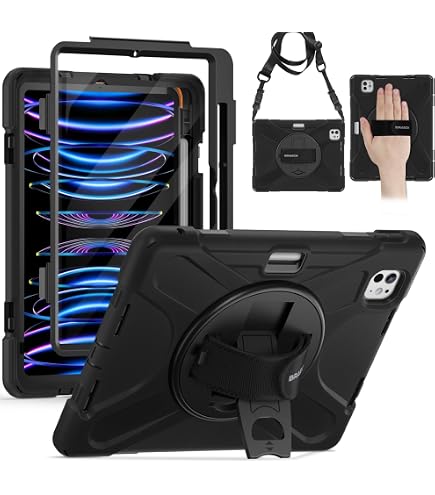 Miesherk Schutzhülle Für IPad Pro 11 Zoll – Stoßfest, Mit Stifthalter, Drehbarem Ständer & Schultergurt