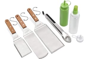 Anmarko Metal Spatula Set of 6 - Griddle Accessories kit - Grill Flat Spatula Pancake Flipper Hamburger Turner - Metal Utensil Great for BBQ Grill Flat Top Cast Iron Griddle