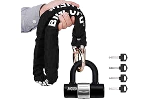 BIGLUFU Cerradura de Cadena, Candado de Moto de 39 pulgadas de Largo y Peso 5,4 libras, con Candado y 4 Llaves para Motocicleta, Bici Eléctrica, Portón, Scooter