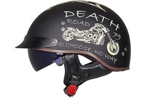 EBAYIN Open Face Helmet Half Motorbike Helmet Vintage Cruiser Chopper Scooter Pilot ECE Certified Retro Harley Motorbike Adult Crash Moped Helmet With Sun Visor for Men And Women