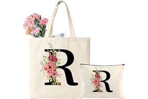 Tarklanda Bolso inicial personalizado de tela inicial para mujer, con letra, regalo para novia, dama de honor, cumpleaños, boda, día de la madre