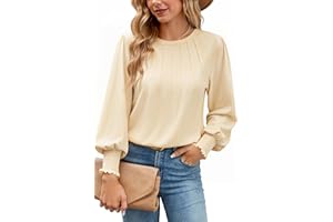 Gyabnw Maglietta Manica Lunga Donna T-Shirt Morbido Maglia Donna Elegante con Maniche a Sbuffo Girocollo Adatto per Gonne alla Moda Pantaloni