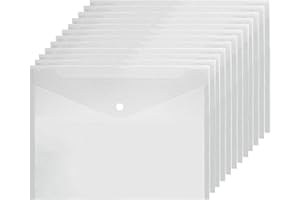 FISHSHOP Carpeta A4 Transparente 20 Unidades Carpetas Plastico Dossieres Transparentes Carpeta Sobre con Botón para Almacenamiento de Documentos