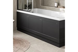 Affine® Traditional 1700 Side Front Panel MDF Bath Panel 15mm, Wooden Panels for Bathroom Baths Soaking Tubs, Adjustable Plinth, Easy to Cut, Black Gloss